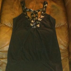 Black and silver beaded top
